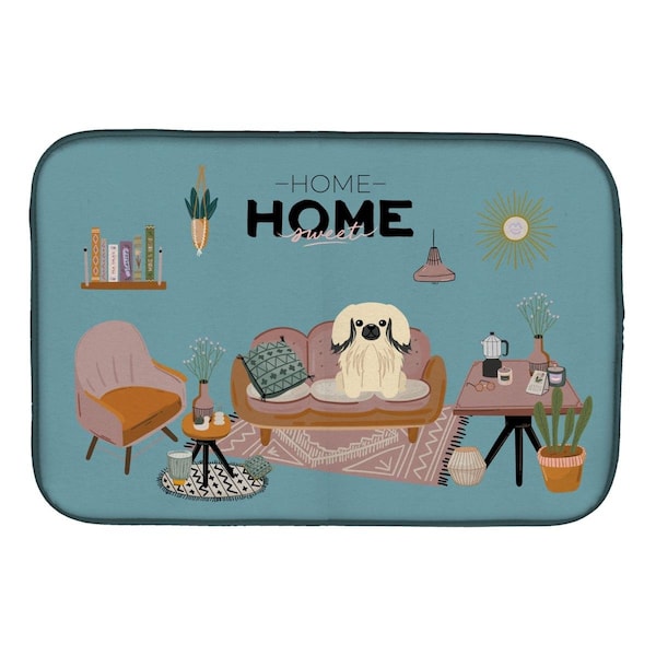 Carolines Treasures 14 x 21 in. Cream Pekingese Sweet Home Dish Drying Mat - CK7951DDM