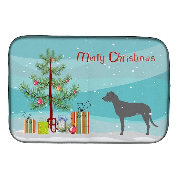 Carolines Treasures Irish Wolfhound Merry Christmas Tree Dish Drying Mat - BB2921DDM
