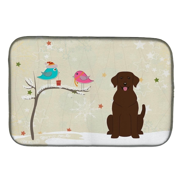 Carolines Treasures Christmas Presents Between Friends Chocolate Labrador Dish Drying Mat - BB2528DDM