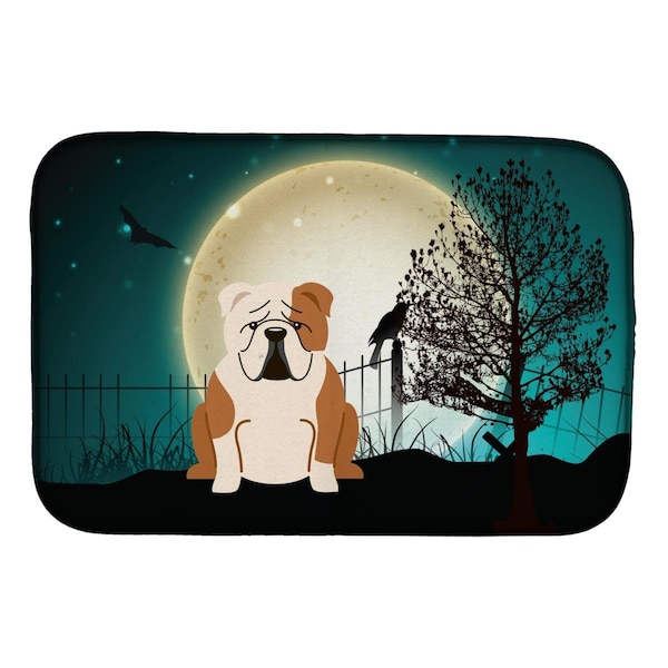 Carolines Treasures Halloween Scary English Bulldog Fawn White Dish Drying Mat - BB2315DDM