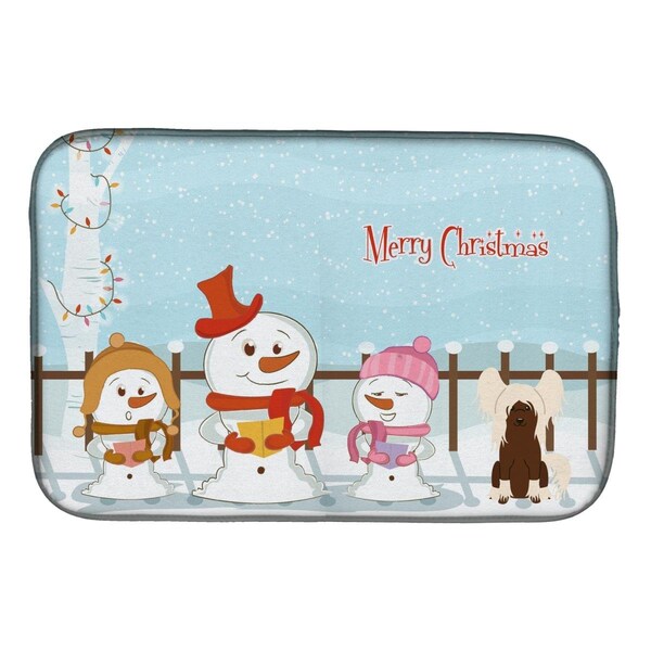 Carolines Treasures Merry Christmas Carolers Chinese Crested Cream Dish Drying Mat - BB2444DDM