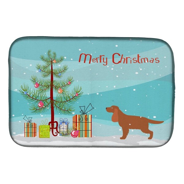 Carolines Treasures English Cocker Spaniel Merry Christmas Tree Dish Drying Mat - BB2930DDM