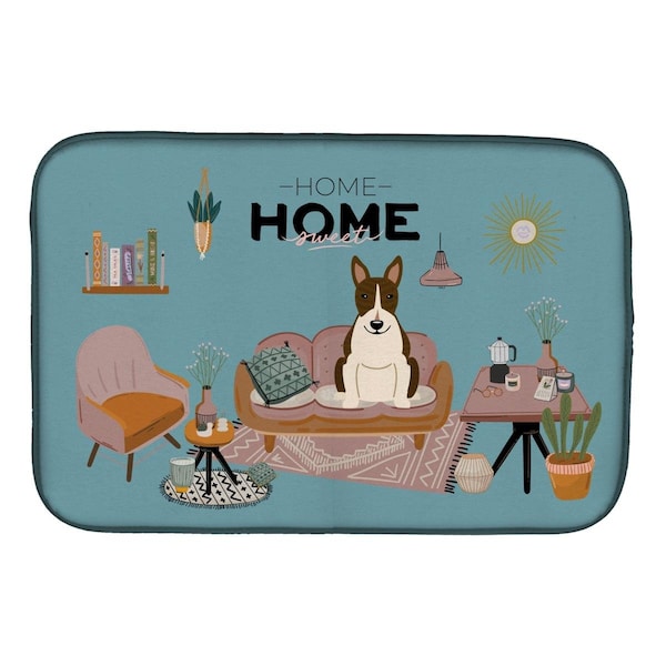Carolines Treasures 14 x 21 in. Dark Brindle Bull Terrier Sweet Home Dish Drying Mat - CK7981DDM