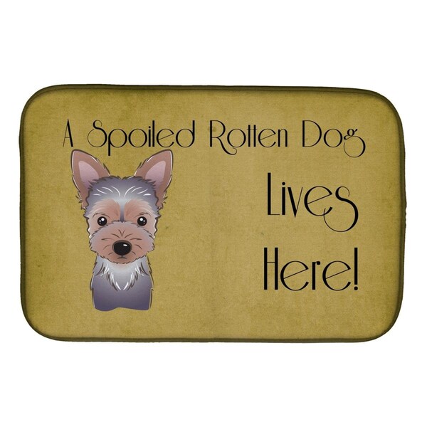 Carolines Treasures Yorkie Puppy Spoiled Dog Lives Here Dish Drying Mat - BB1480DDM
