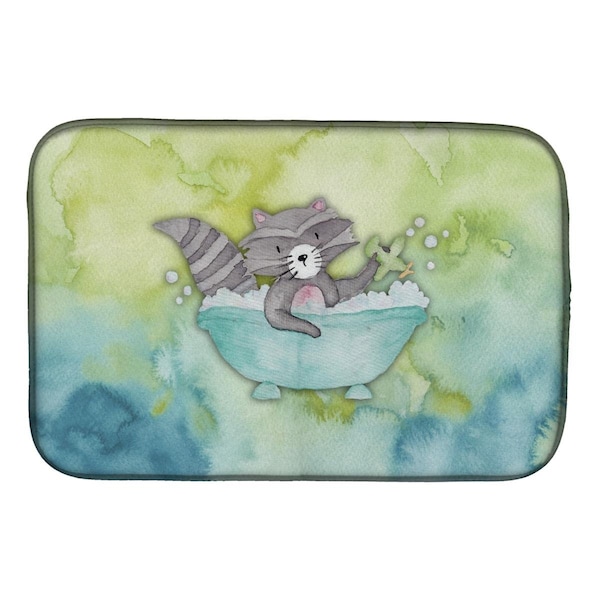 Carolines Treasures Raccoon Bathing Watercolor Dish Drying Mat - BB7345DDM