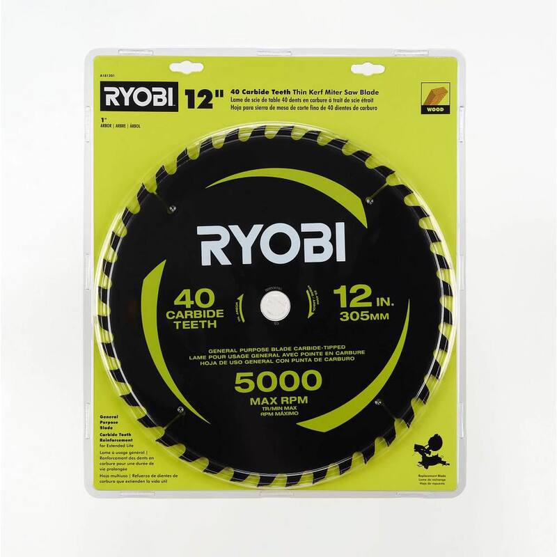 RYOBI 12 pulgadas 40 Dientes de Carburo Hoja de Sierra Inglete de Corte Delgado - A181201