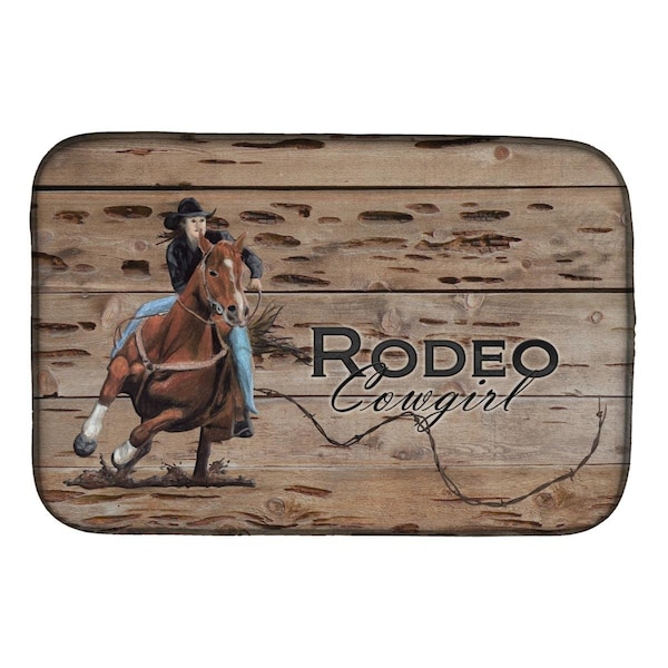 Carolines Treasures Rodeo Cowgirl Barrel Racer Dish Drying Mat - SB3055DDM