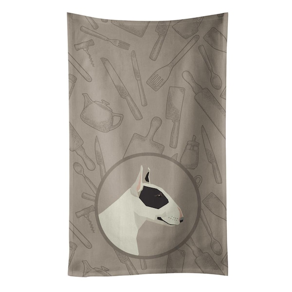 Carolines Treasures Black & White Bull Terrier in the Kitchen Kitchen Towel - CK2174KTWL