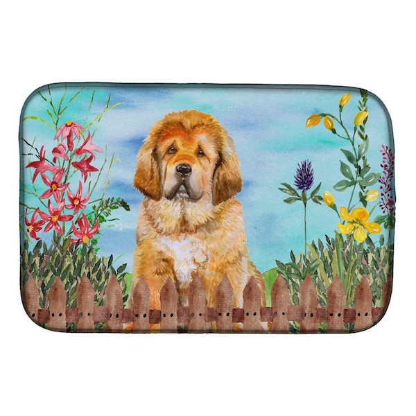 Carolines Treasures Tibetan Mastiff Spring Dish Drying Mat - CK1283DDM