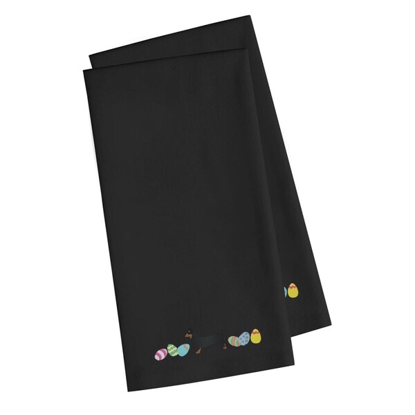 Carolines Treasures Dachshund Easter Black Embroidered Kitchen Towel - CK1631BKTWE