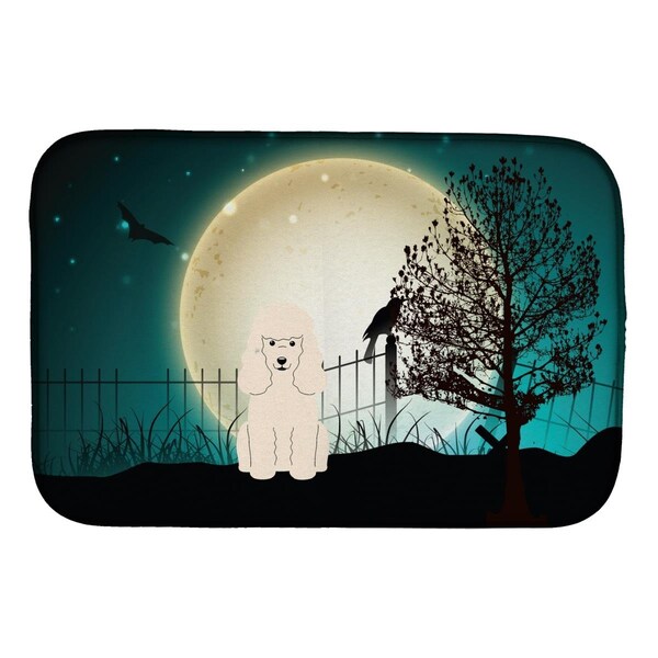 Carolines Treasures Halloween Scary Poodle White Dish Drying Mat - BB2260DDM