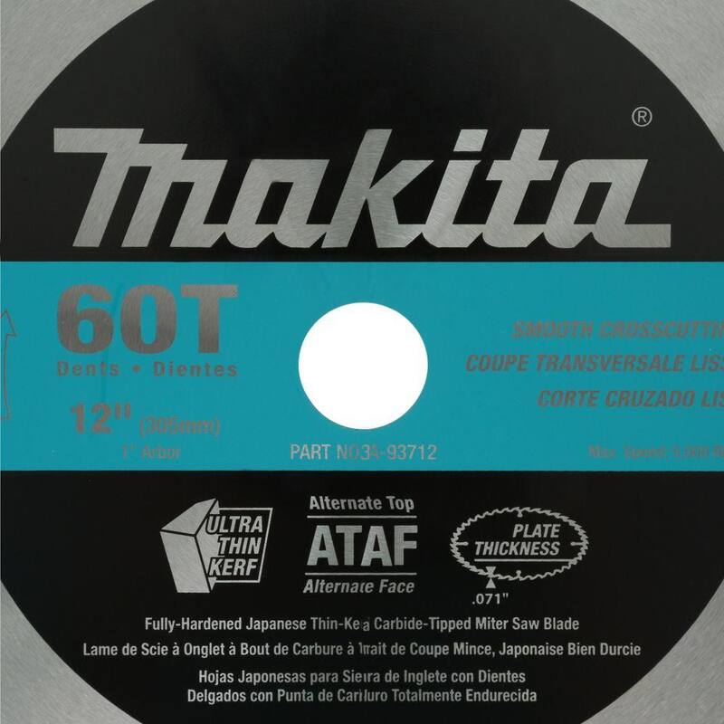 Makita 12 pulgadas x 1 pulgada 60 TPI Hoja de sierra para inglete micro-pulida - A-93712