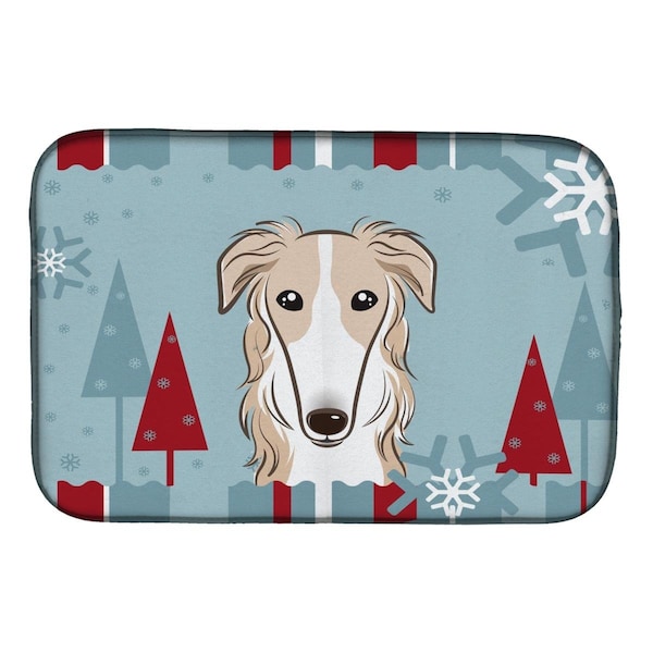 Carolines Treasures Winter Holiday Borzoi Dish Drying Mat - BB1724DDM