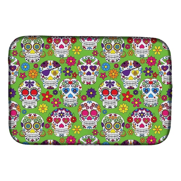 Carolines Treasures Day of the Dead Green Dish Drying Mat - BB5117DDM