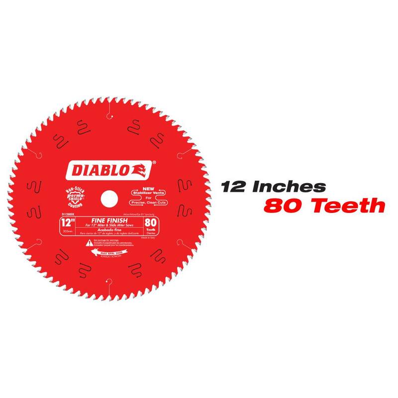 DIABLO 10 pulgadas x 60 Dientes y 12 pulgadas x 80 Dientes Hojas de Sierra Circular Finas (2 Hojas) - D10601280X2GS