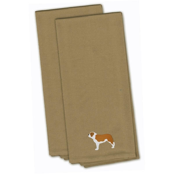 Carolines Treasures Saint Bernard Tan Embroidered Kitchen Towel - BB3476TNTWE