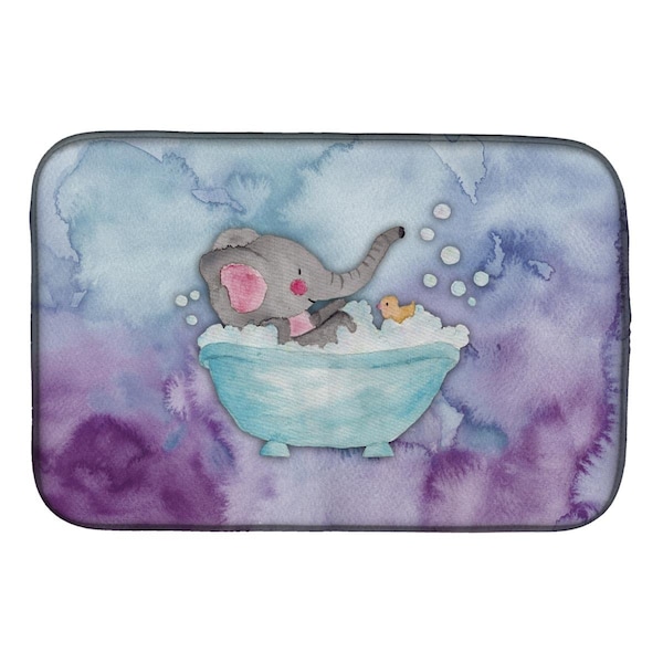 Carolines Treasures Elephant Bathing Watercolor Dish Drying Mat - BB7346DDM
