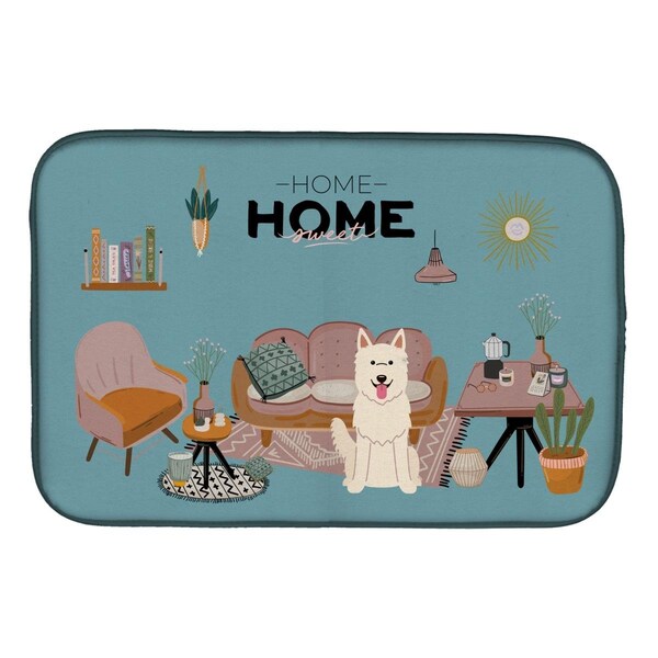 Carolines Treasures 14 x 21 in. White German Shepherd Sweet Home Dish Drying Mat - CK7890DDM