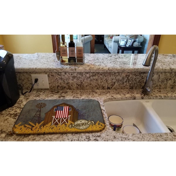 Carolines Treasures Patriotic Barn Land of America Dish Drying Mat - CA71785