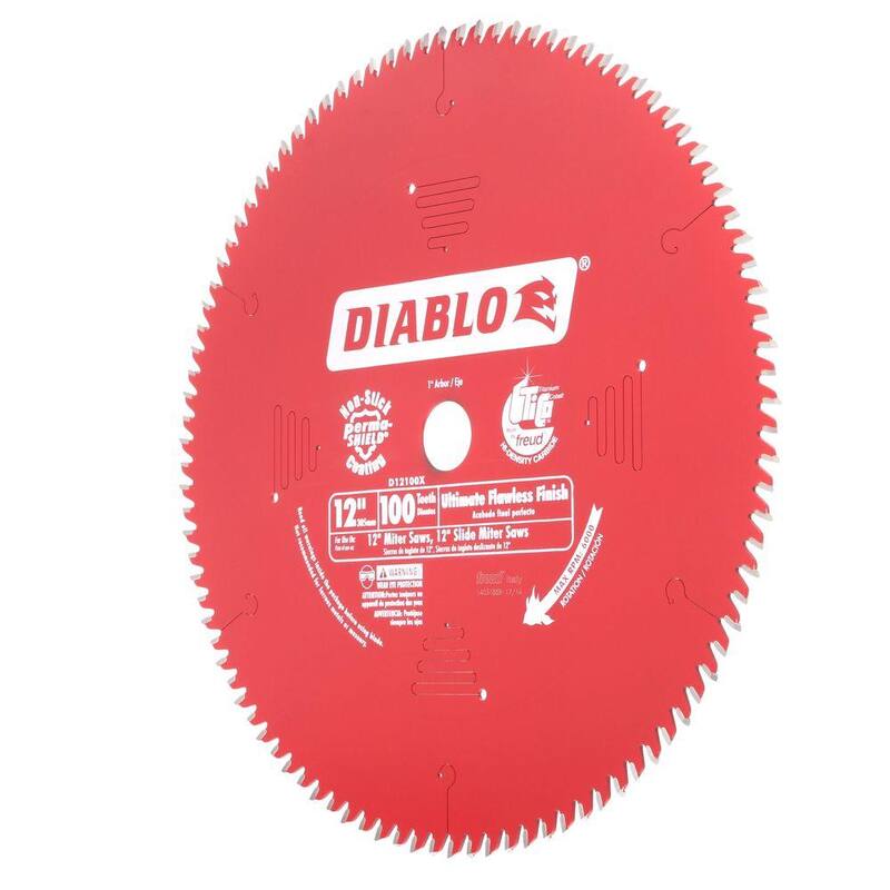 DIABLO 12 pulgadas x Hoja de sierra de acabado pulido Ultimate de 100 dientes para madera (paquete de 15) - D12100X015