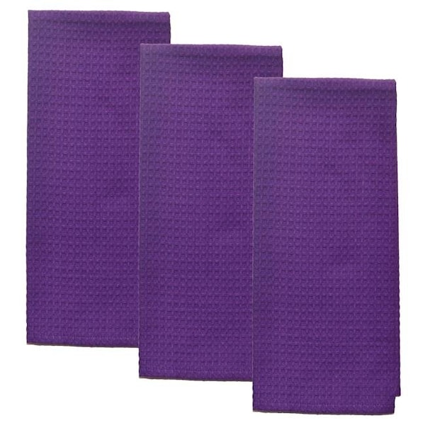 Dunroven House Dunroven House ORK330-CPUR Solid Waffle Weave Tea Towel; College Purple - ORK330-CPUR