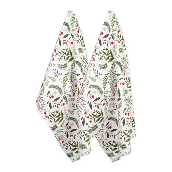 Fastfood Holiday Sprigs Printed Dish Towel Set - FA1525297