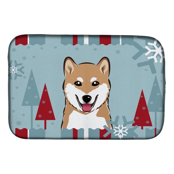 Carolines Treasures Winter Holiday Shiba Inu Dish Drying Mat - BB1721DDM