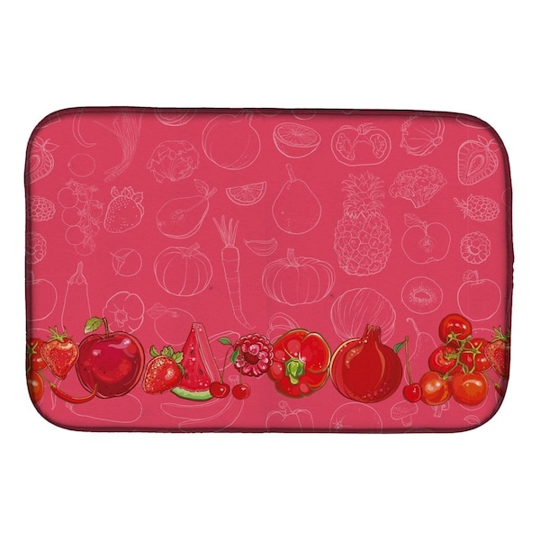 Carolines Treasures Fruits & Vegetables in Red Dish Drying Mat - BB5133DDM