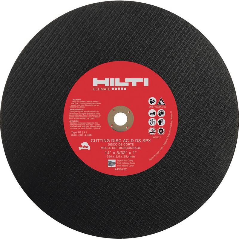 Disco de corte para montantes de panel de yeso Hilti de 14 pulgadas x 3/32 pulgadas x 1 pulgada SPX abrasivo (paquete de 10) - 436732