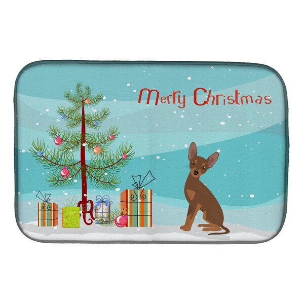 Carolines Treasures Brown Prague Ratter Christmas Tree Dish Drying Mat - CK3508DDM