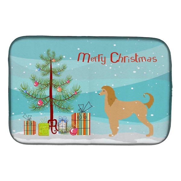 Carolines Treasures Afghan Hound Merry Christmas Tree Dish Drying Mat - BB2924DDM