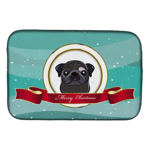Carolines Treasures Black Pug Merry Christmas Dish Drying Mat - BB1573DDM