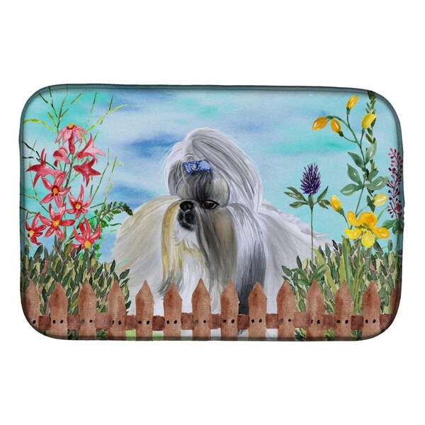Carolines Treasures Shih Tzu Spring Dish Drying Mat - CK1228DDM