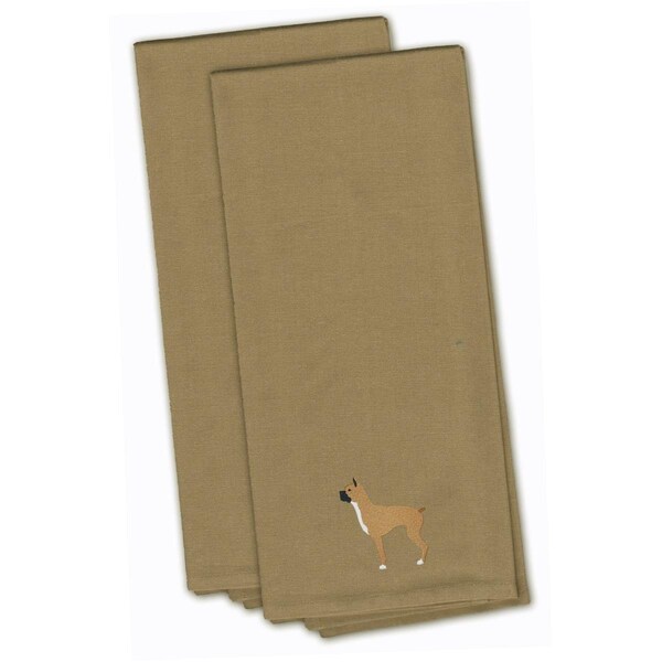 Carolines Treasures Boxer Tan Embroidered Kitchen Towel - BB3453TNTWE