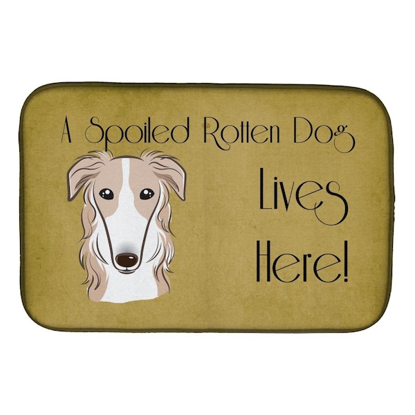 Carolines Treasures Borzoi Spoiled Dog Lives Here Dish Drying Mat - BB1476DDM