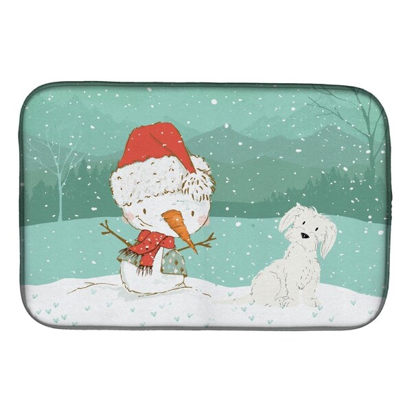 Carolines Treasures Maltese Snowman Christmas Dish Drying Mat - CK2094DDM