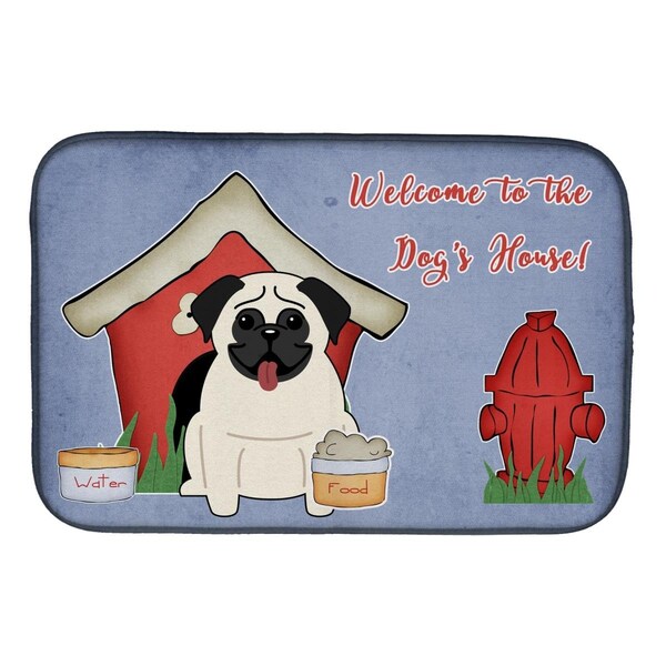 Carolines Treasures Dog House Collection Pug Cream Dish Drying Mat - BB2758DDM