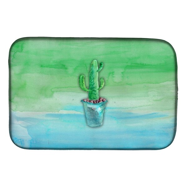 Carolines Treasures Cactus Teal & Green Watercolor Dish Drying Mat - BB7362DDM