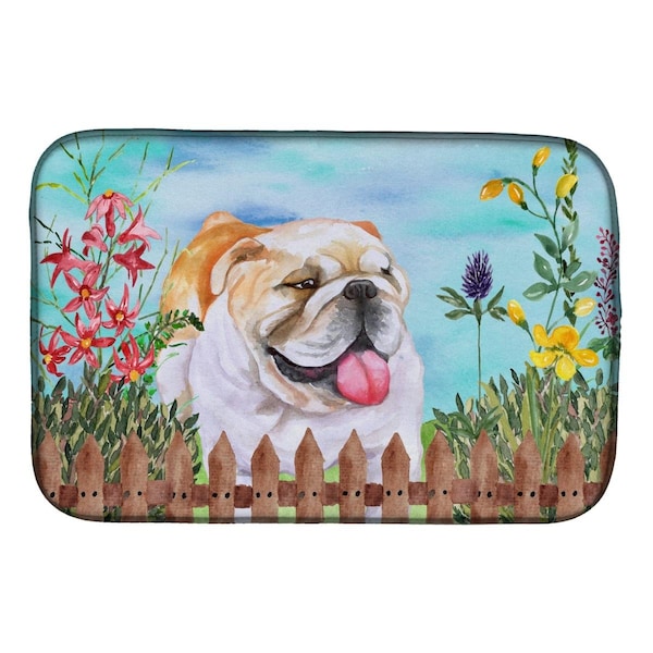 Carolines Treasures English Bulldog Spring Dish Drying Mat - CK1201DDM