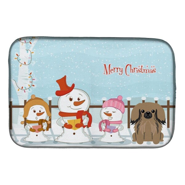 Carolines Treasures Merry Christmas Carolers Pekingnese Tan Dish Drying Mat - BB2433DDM