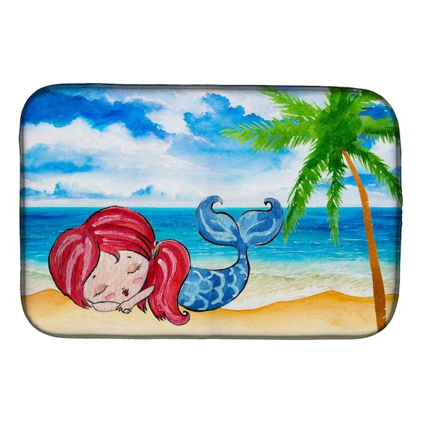 Carolines Treasures Mermaid on the Beach Dish Drying Mat - BB8513DDM