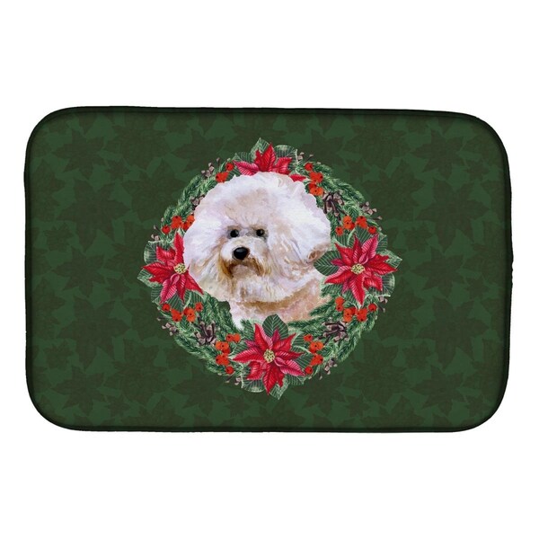 Carolines Treasures Bichon Frise No.2 Poinsetta Wreath Dish Drying Mat - CK1571DDM