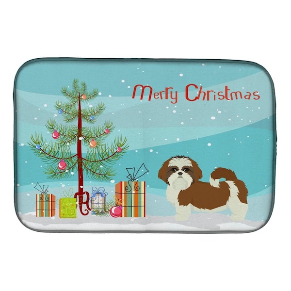 Carolines Treasures Shih Tzu Christmas Tree Dish Drying Mat - CK3563DDM