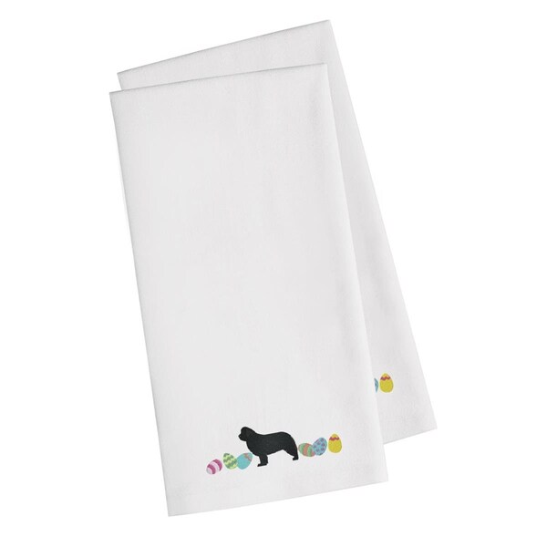Carolines Treasures Newfoundland Easter White Embroidered Kitchen Towel - CK1665WHTWE