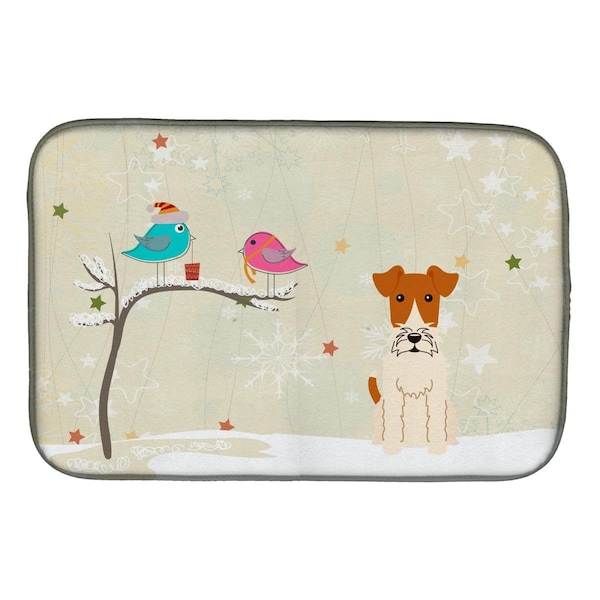 Carolines Treasures Christmas Presents Between Friends Wire Fox Terrier Dish Drying Mat - BB2573DDM