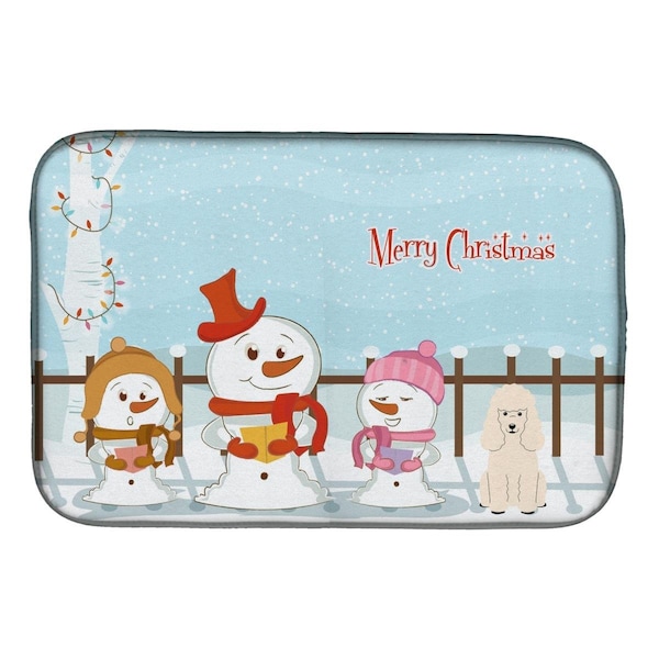 Carolines Treasures Merry Christmas Carolers Poodle White Dish Drying Mat - BB2401DDM
