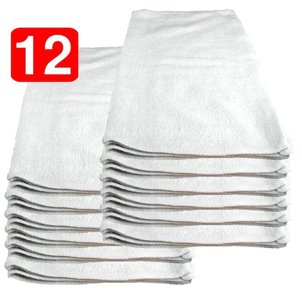 Comfitwear White Cotton Bar Mops, Terry Towels, 16 in. X 19 in., 12PK - BMW-TOW-12