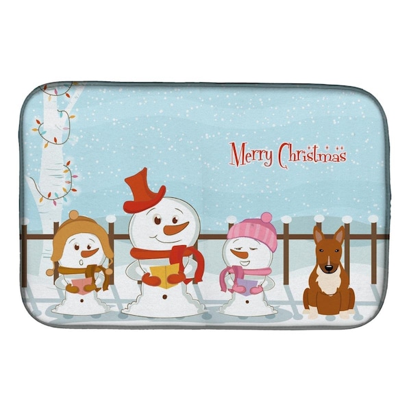 Carolines Treasures Merry Christmas Carolers Bull Terrier Red Dish Drying Mat - BB2465DDM