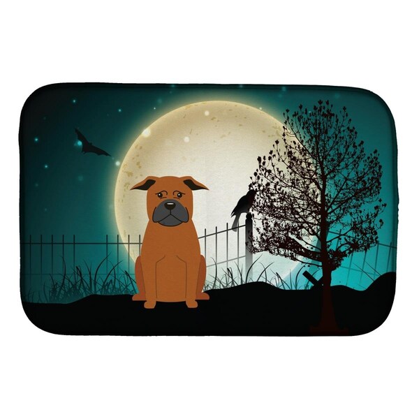 Carolines Treasures Halloween Scary Chinese Chongqing Dog Dish Drying Mat - BB2301DDM