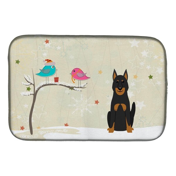 Carolines Treasures Christmas Presents Between Friends Beauce Shepherd Dog Dish Drying Mat - BB2552DDM